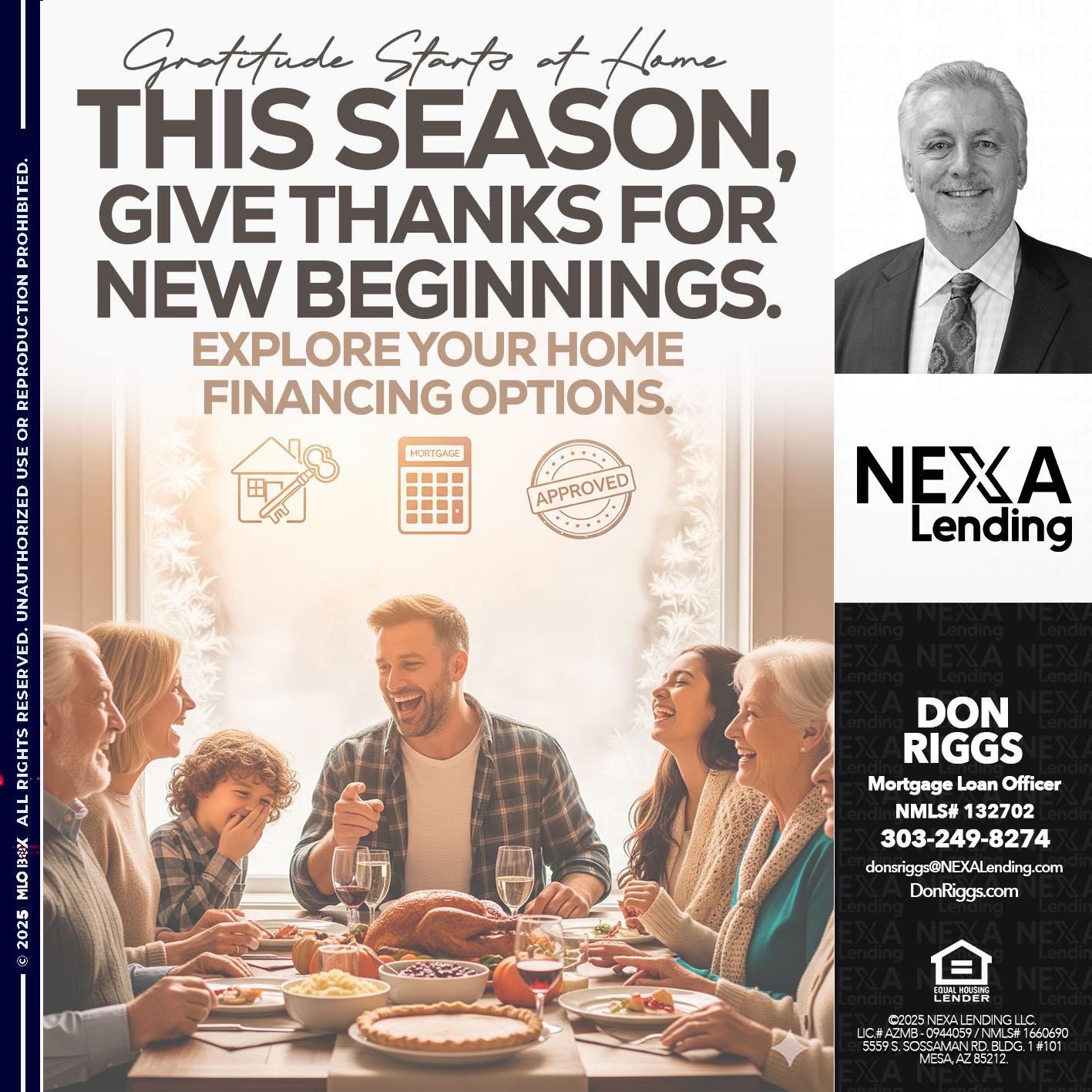 THIS SEASON - Don S Riggs -Sr. Loan Officer | Recruiter