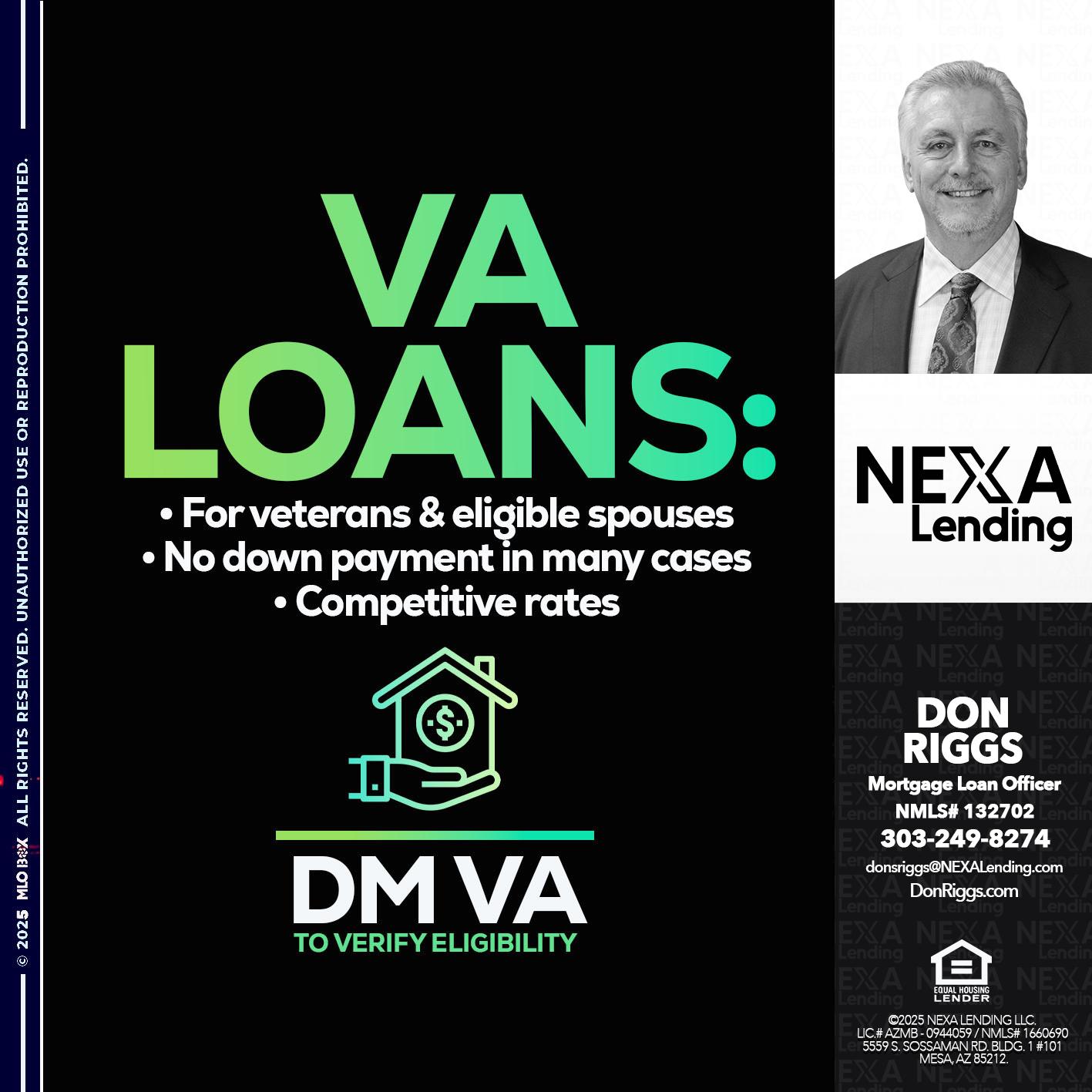 VA LOANS - Don S Riggs -Sr. Loan Officer | Recruiter