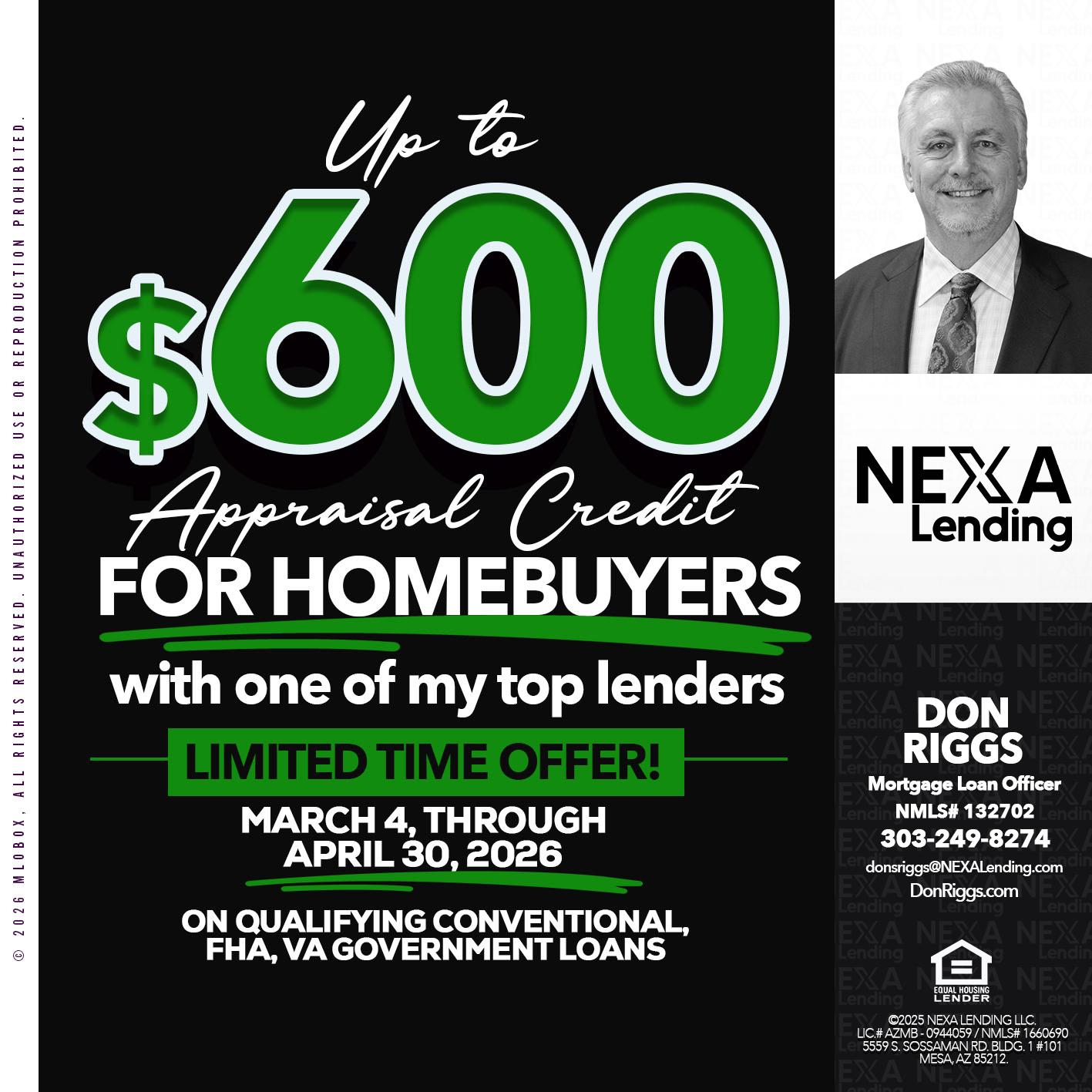 up to 600 - Don S Riggs -Sr. Loan Officer | Recruiter