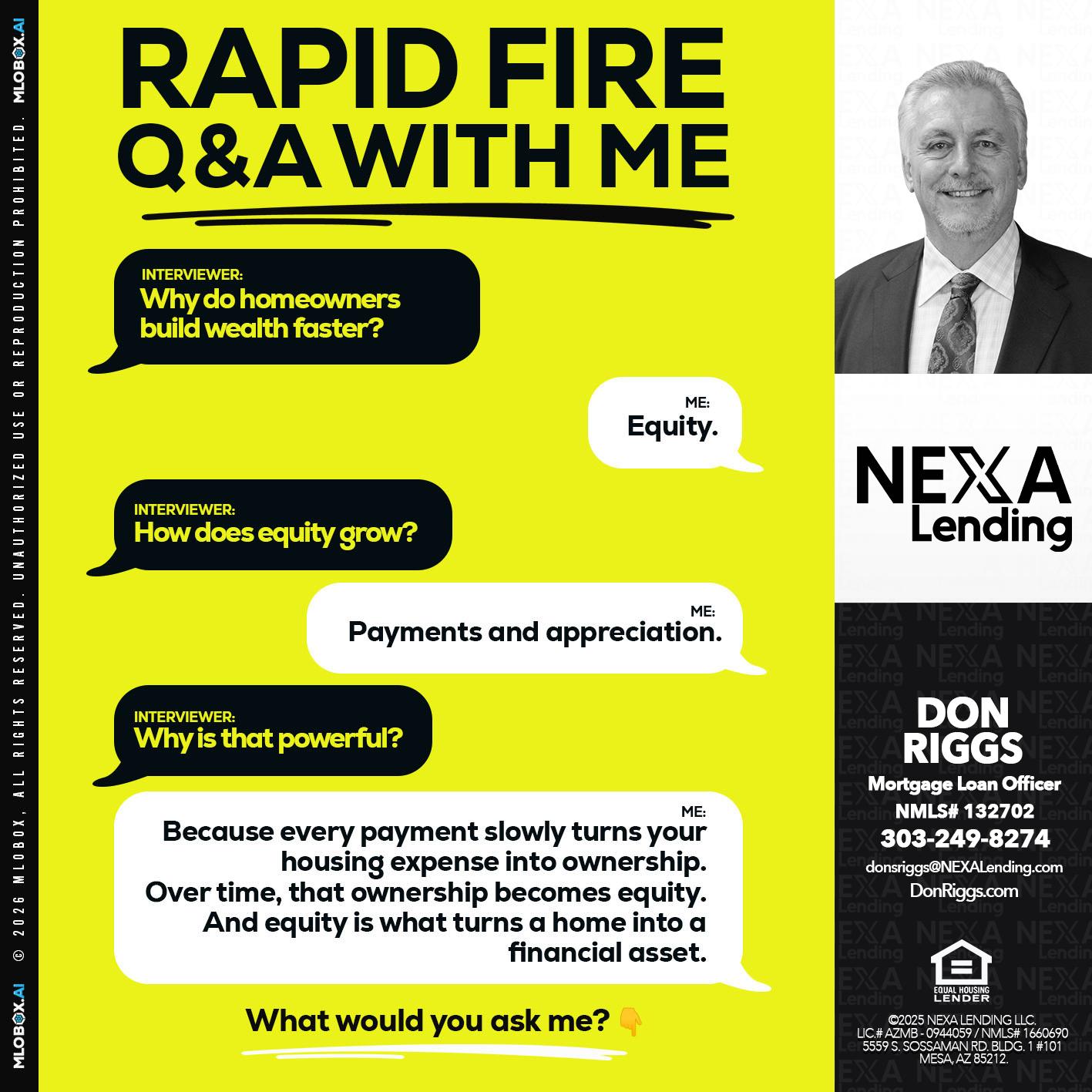 RAPID FIRE Q&A - Don S Riggs -Sr. Loan Officer | Recruiter